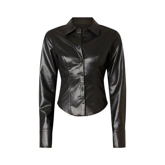 NIA the Brand Brielle Black Faux Leather Shirt – NWT – Size S – MSRP $88 - Picture 4 of 5